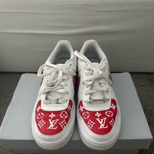 White and Red Designer Sneakers